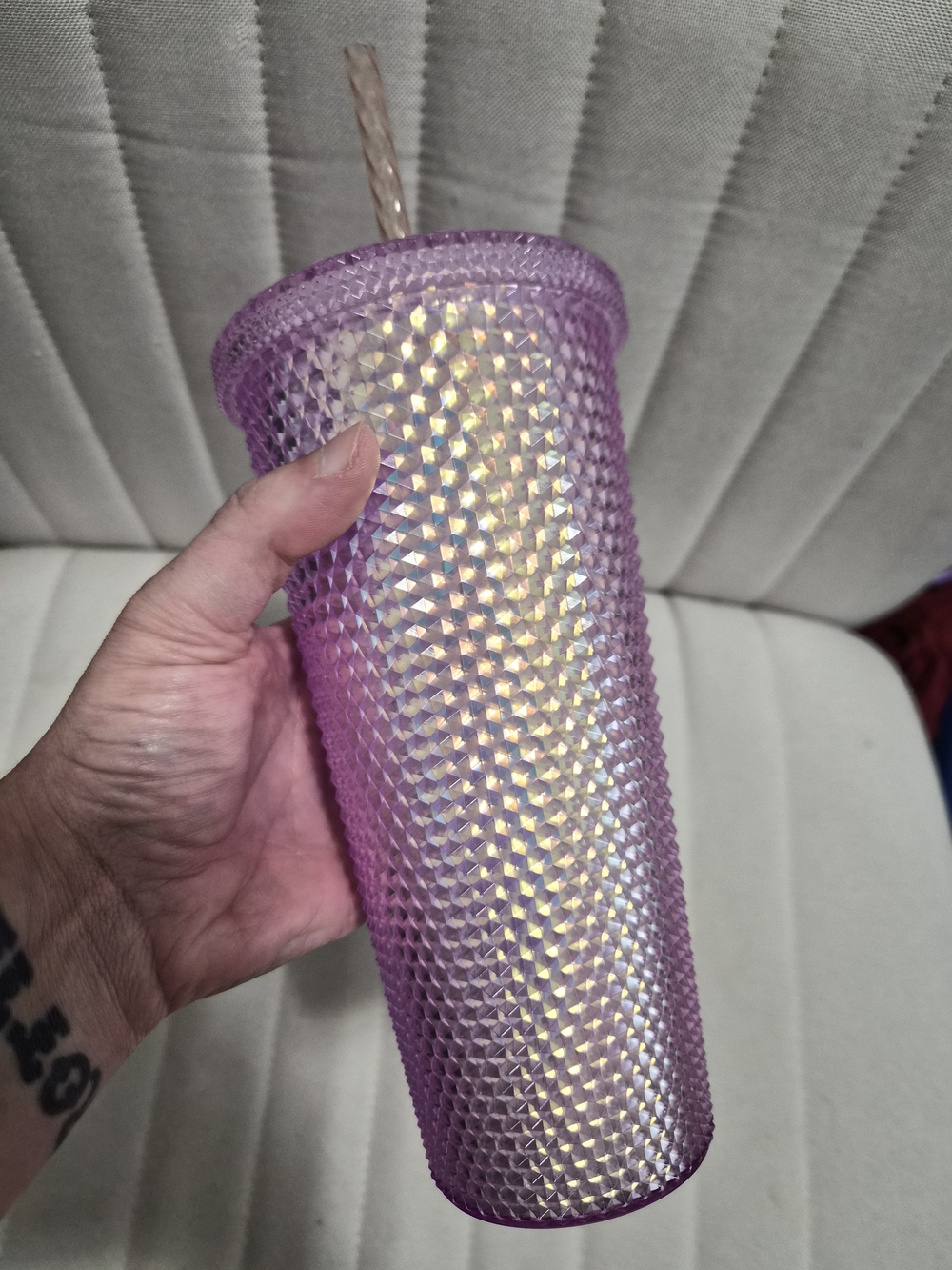 Iridescent Purple Studded Reusable Tumbler